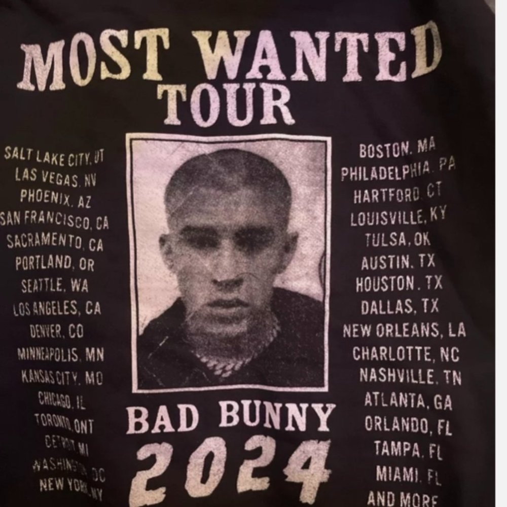 Bad Bunny Most wanted Tour Authentic Hoodie Size Black Medium @ Crypto Arena